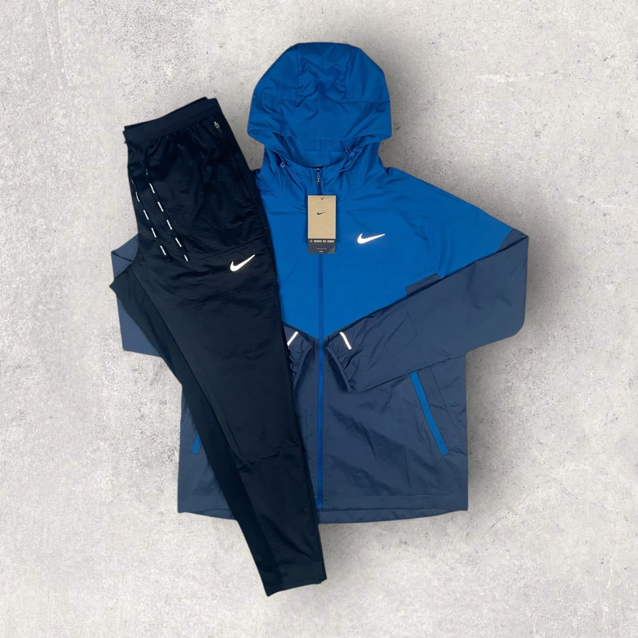 NIKE UV WINDRUNNER JACKET ROYAL BLUE & BLACK PHENOM PANTS