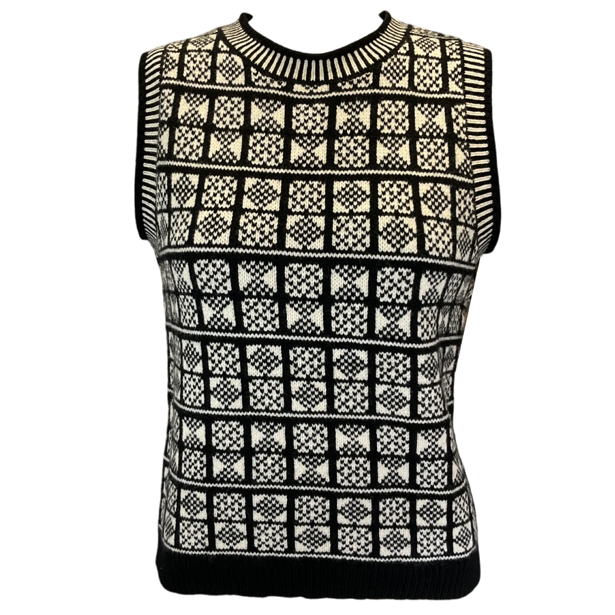 Nili Lotan Black / Ivory Elisabeth Sweater Vest