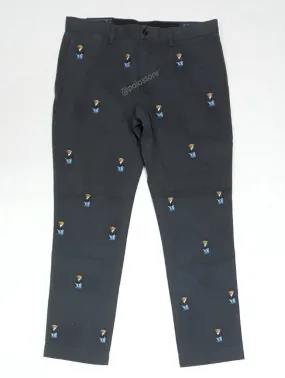 Nwt Polo Ralph Lauren Big and Tall Grey Slim Fit Embroidered Teddy Bear All Over Chino Pants