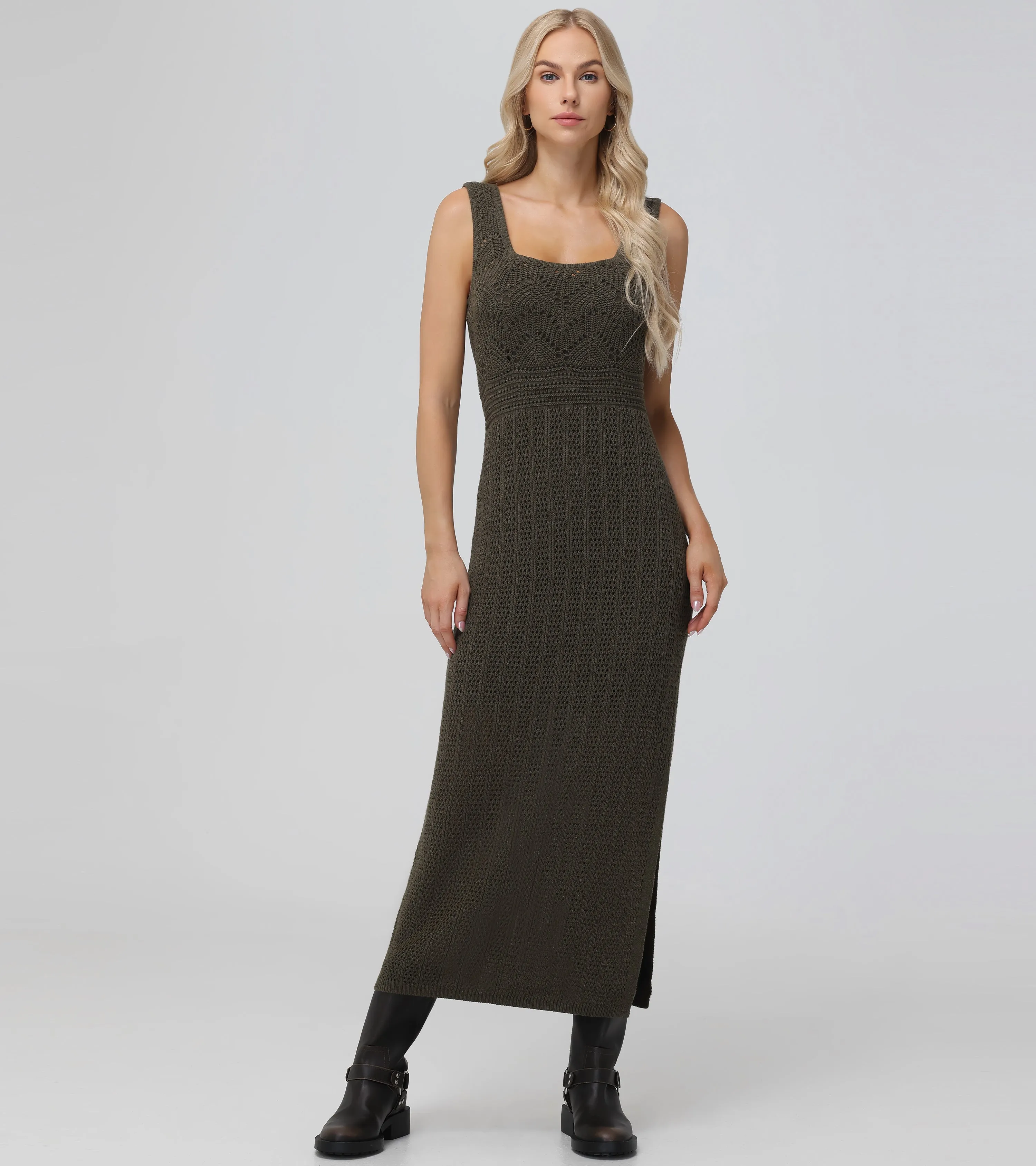 Open Stitch Maxi Sweater Dress