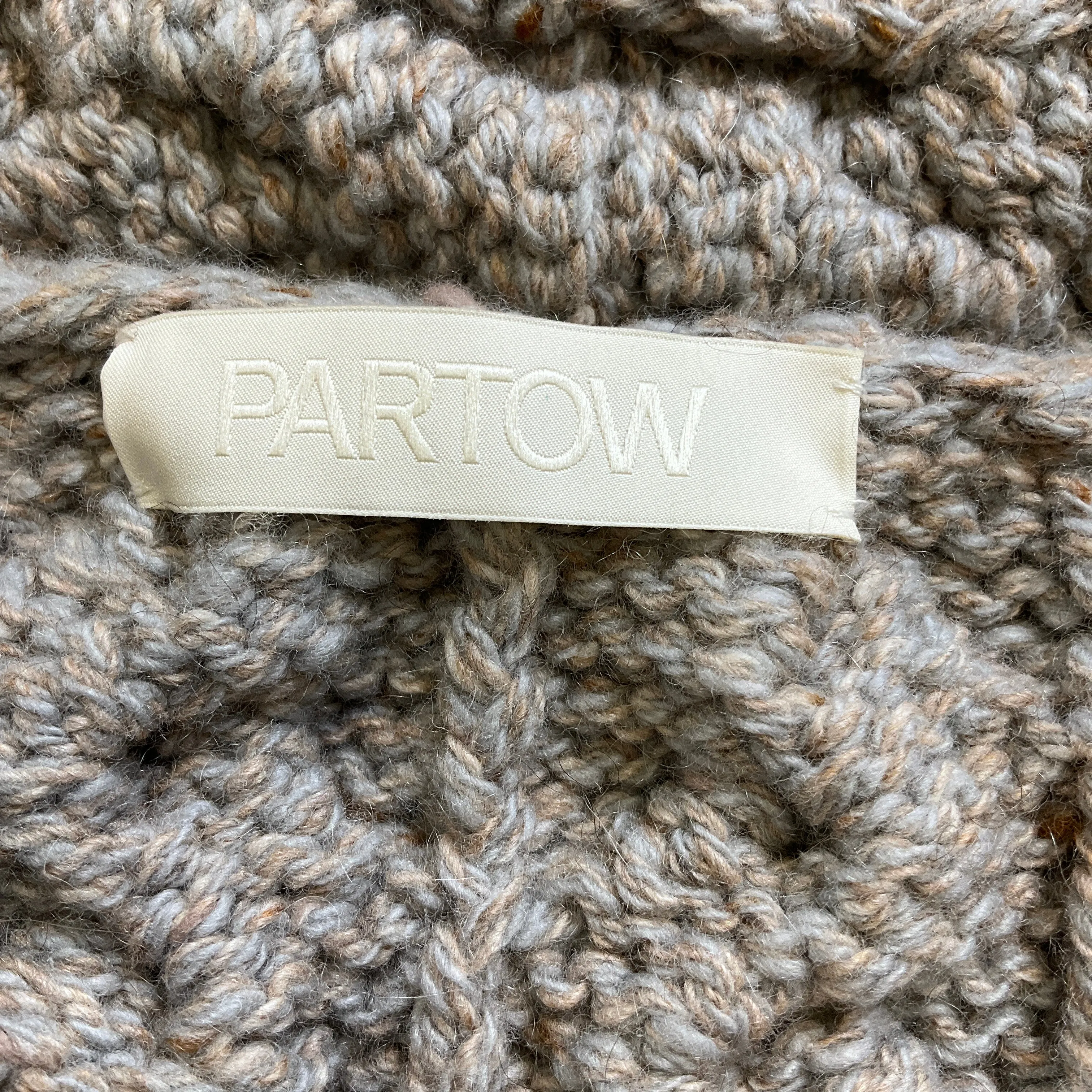 Partow Taupe Cable Knit Lambswool and Cashmere Sweater