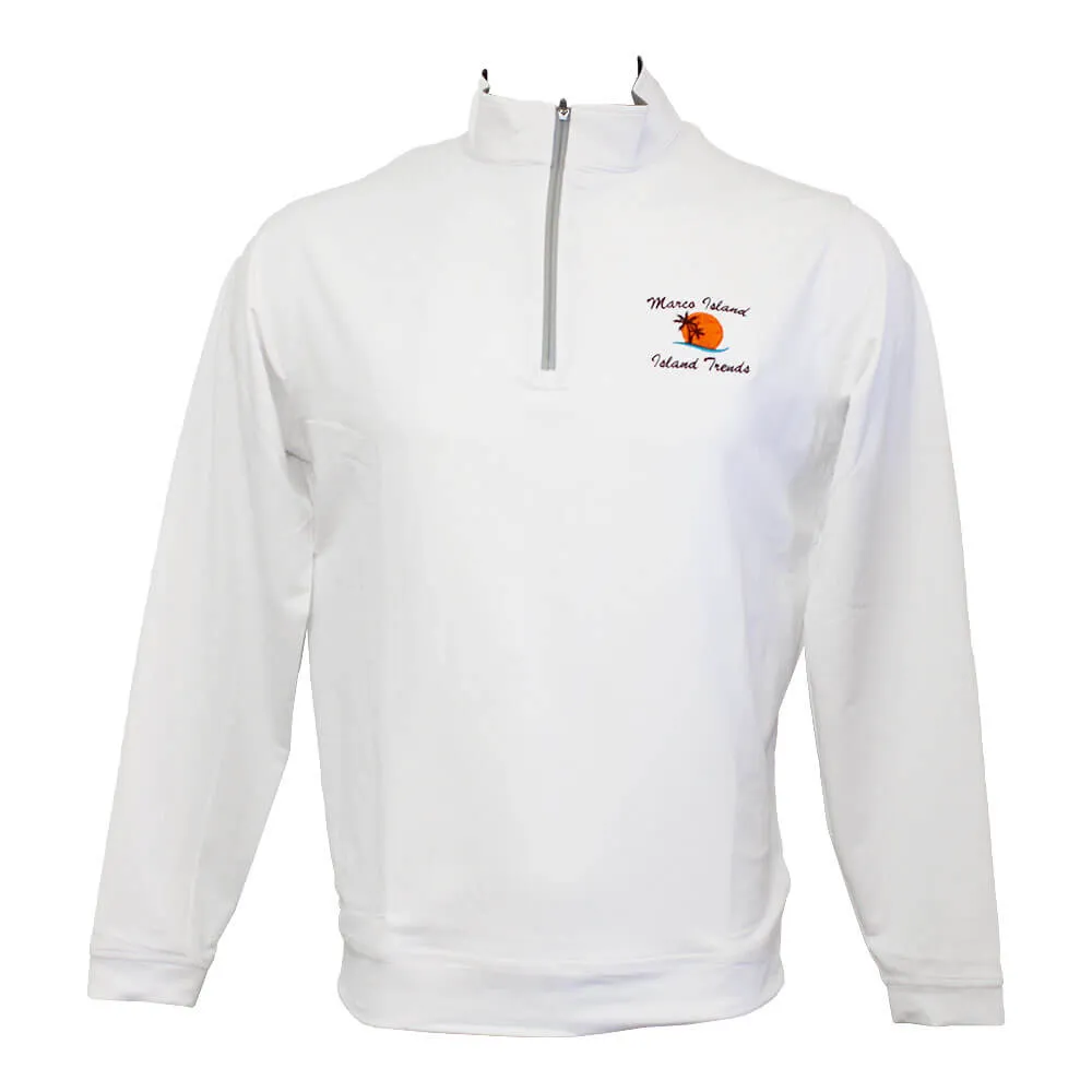 Peter Millar Marco Island Sunshine Perth Performance 1/4 Zip Pullover Sweater - White