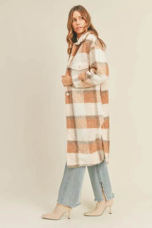 Plaid Midi Jacket in Cream