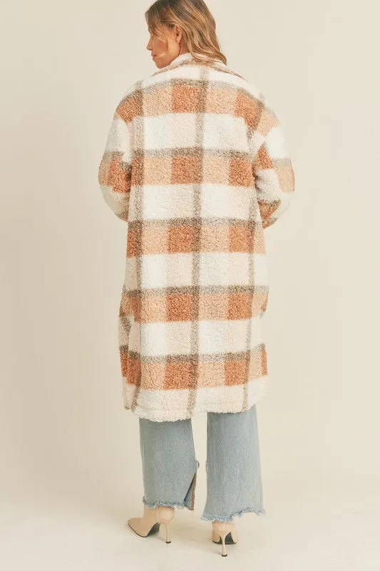 Plaid Midi Jacket in Cream