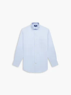 Plain Statement Twill Slim Fit Sky Blue Shirt