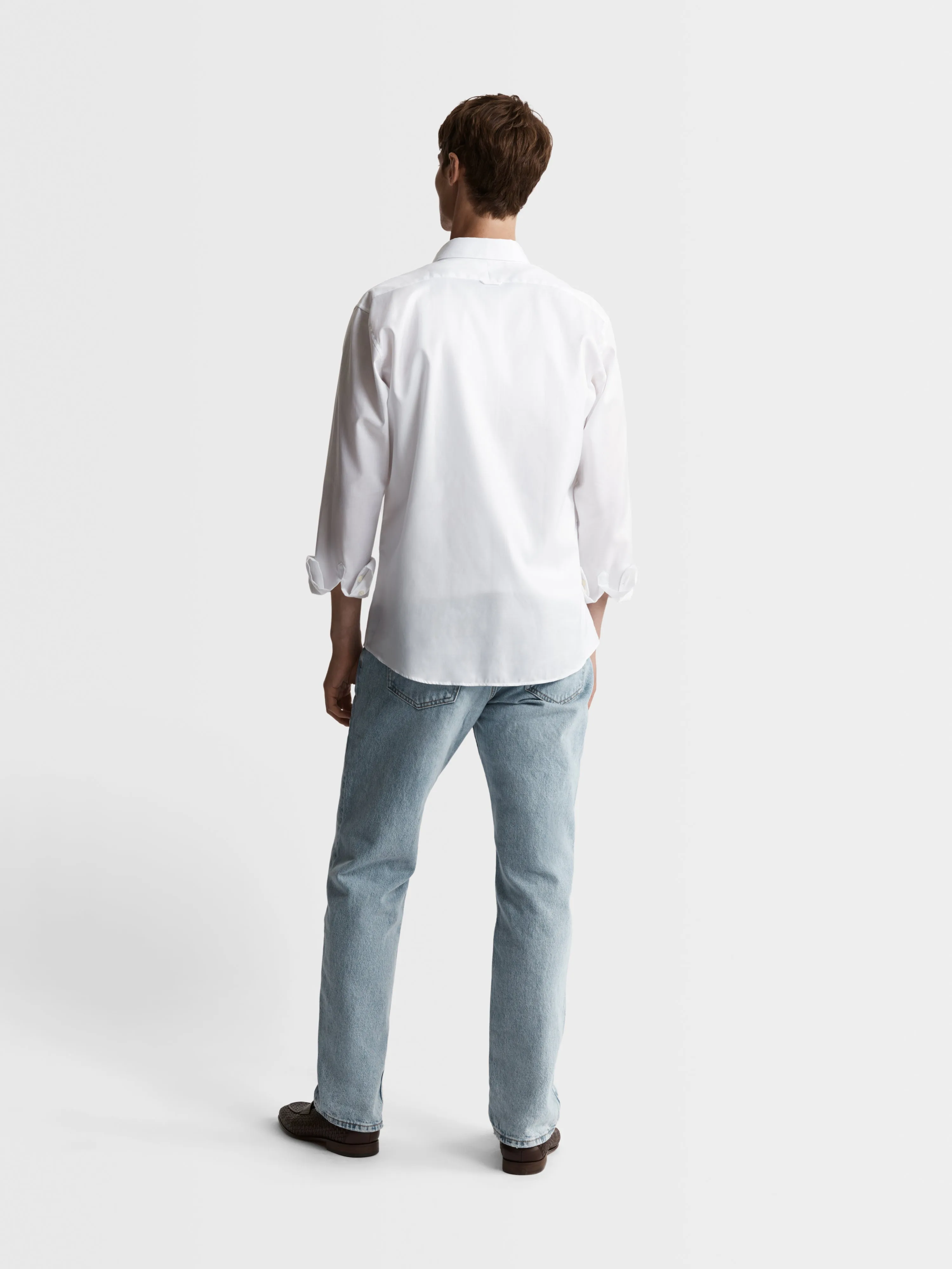 Plain Statement Twill Slim Fit White Shirt