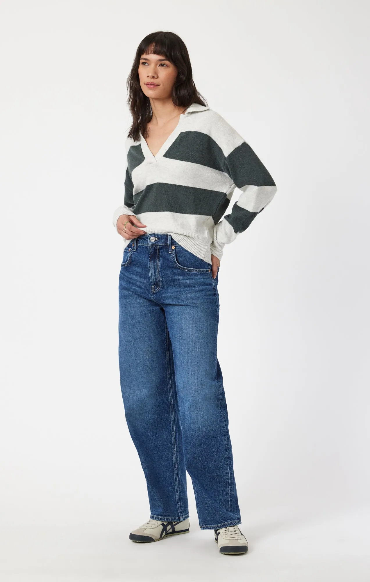 POLO PULLOVER SWEATER IN URBAN CHIC STRIPE