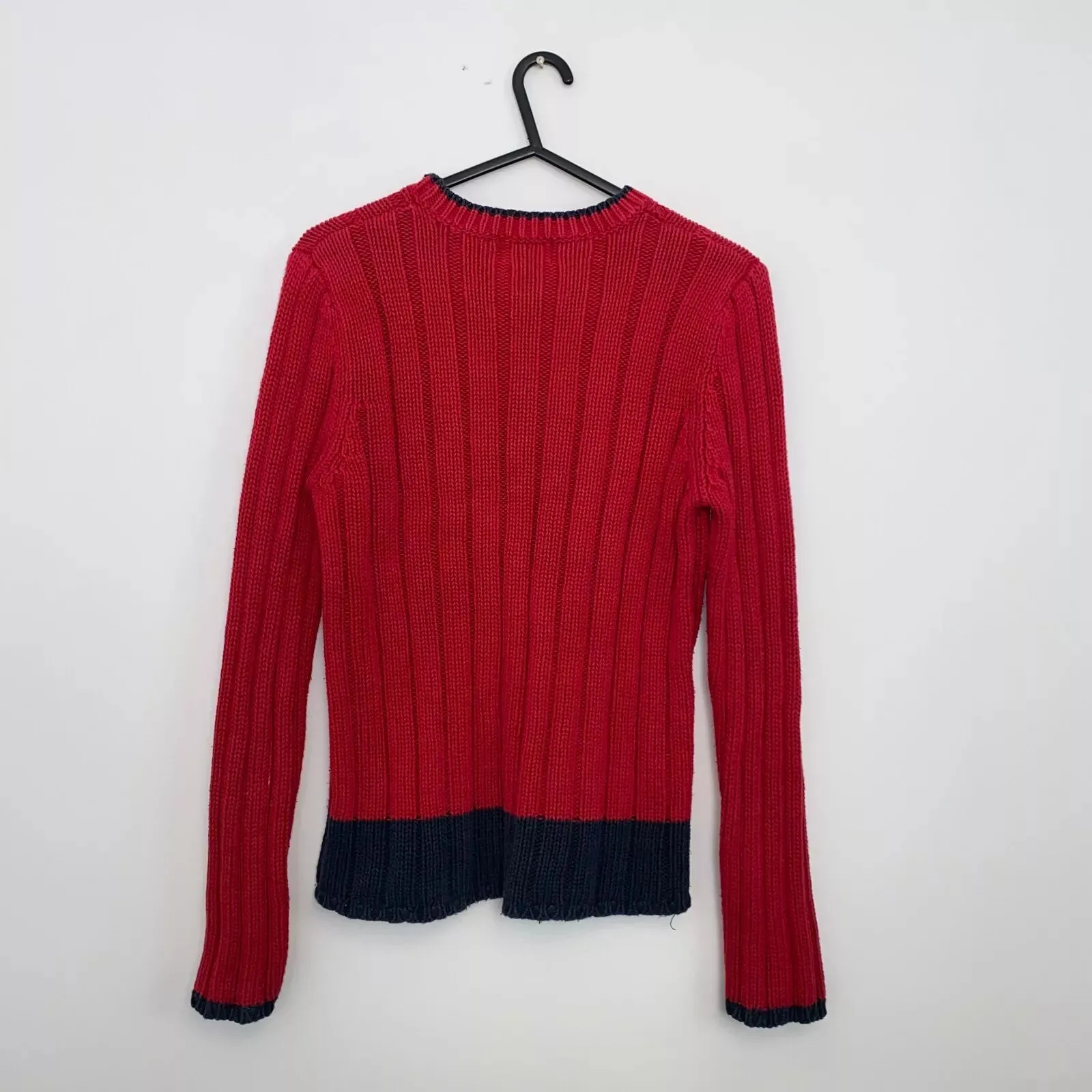 Preowned Polo Jeans Ralph Lauren Womens Knit Flag Jumper Size M Red USA American Sweater