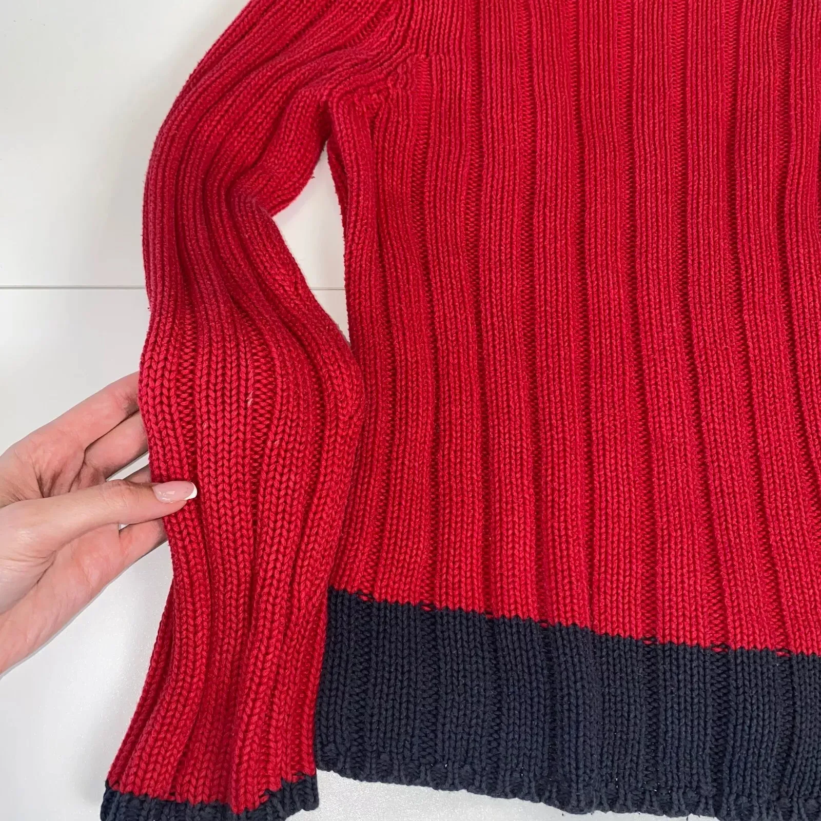 Preowned Polo Jeans Ralph Lauren Womens Knit Flag Jumper Size M Red USA American Sweater