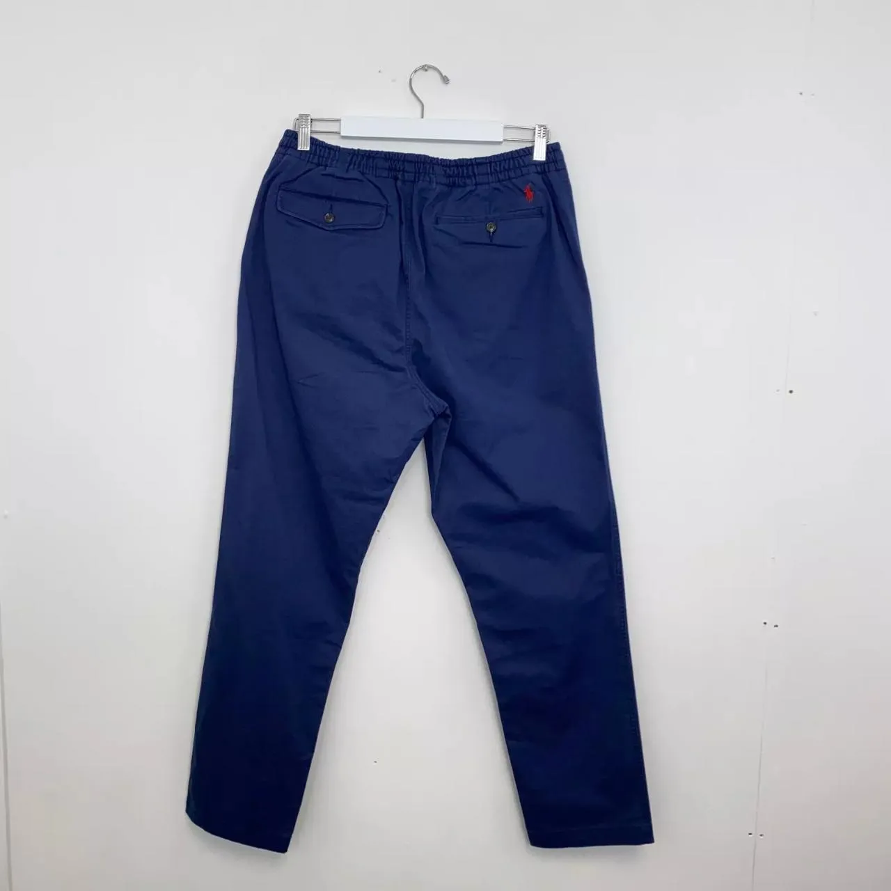 Preowned Polo Ralph Lauren Mens Chino Trousers Pants Size L Navy Logo Classic Fit Stretch