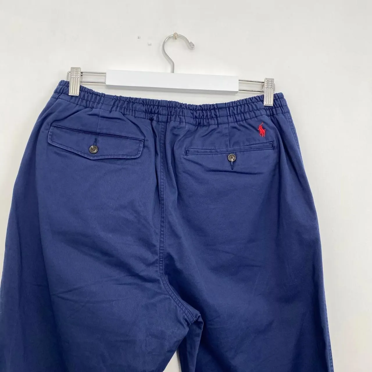 Preowned Polo Ralph Lauren Mens Chino Trousers Pants Size L Navy Logo Classic Fit Stretch