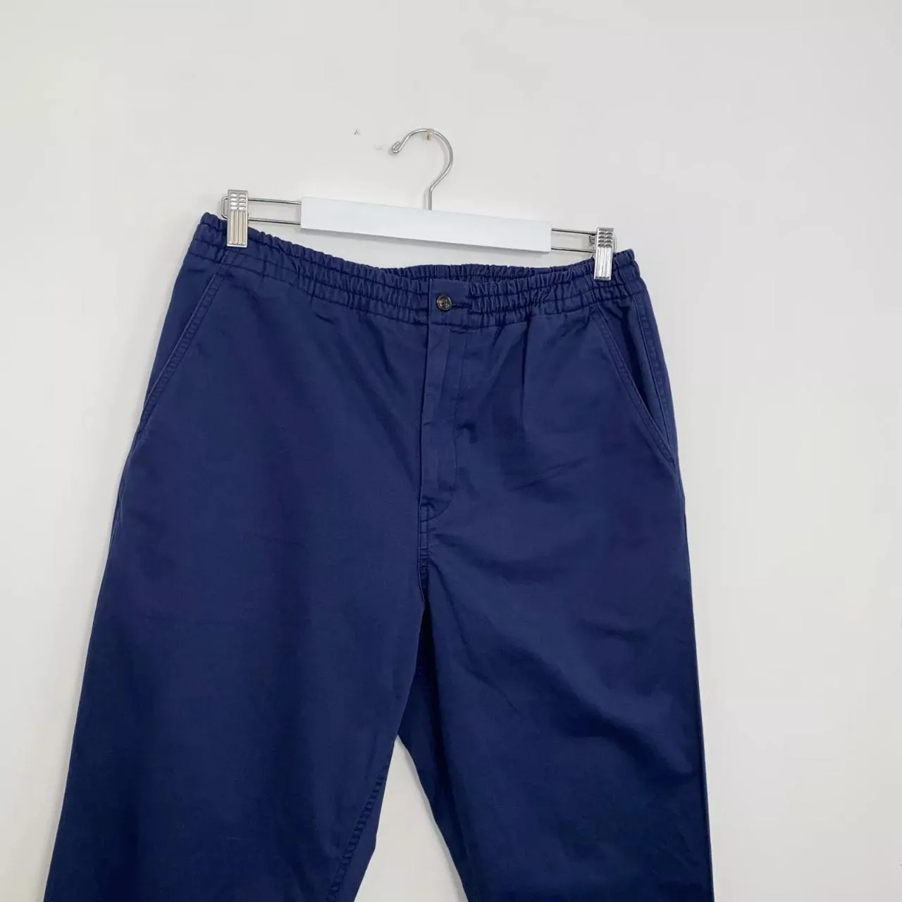 Preowned Polo Ralph Lauren Mens Chino Trousers Pants Size L Navy Logo Classic Fit Stretch