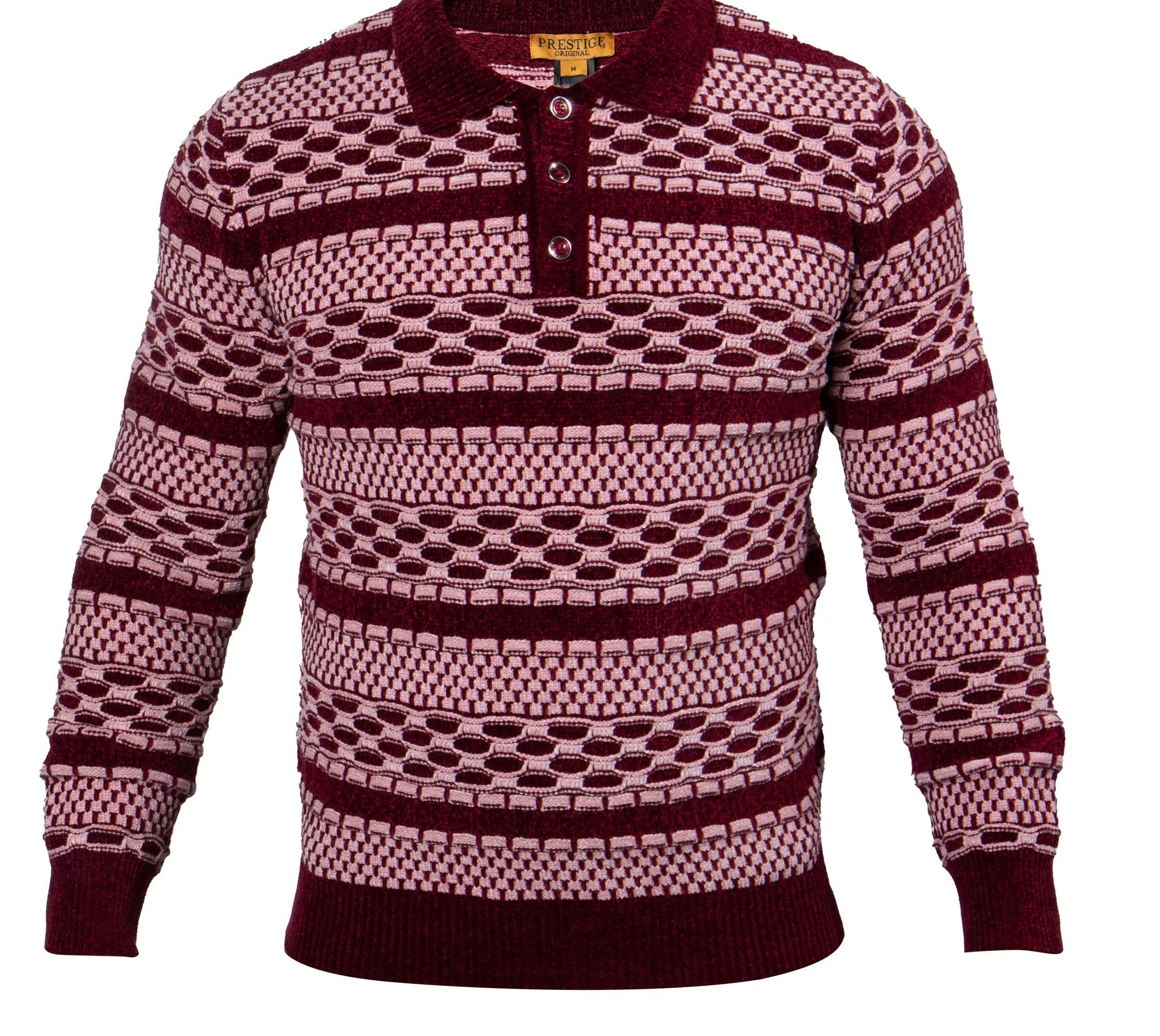 Prestige CH-425 3 Button Polo Sweater Wine