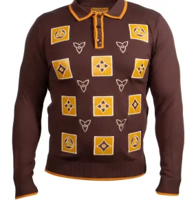 Prestige SW-569 3 Button Polo Sweater Brown