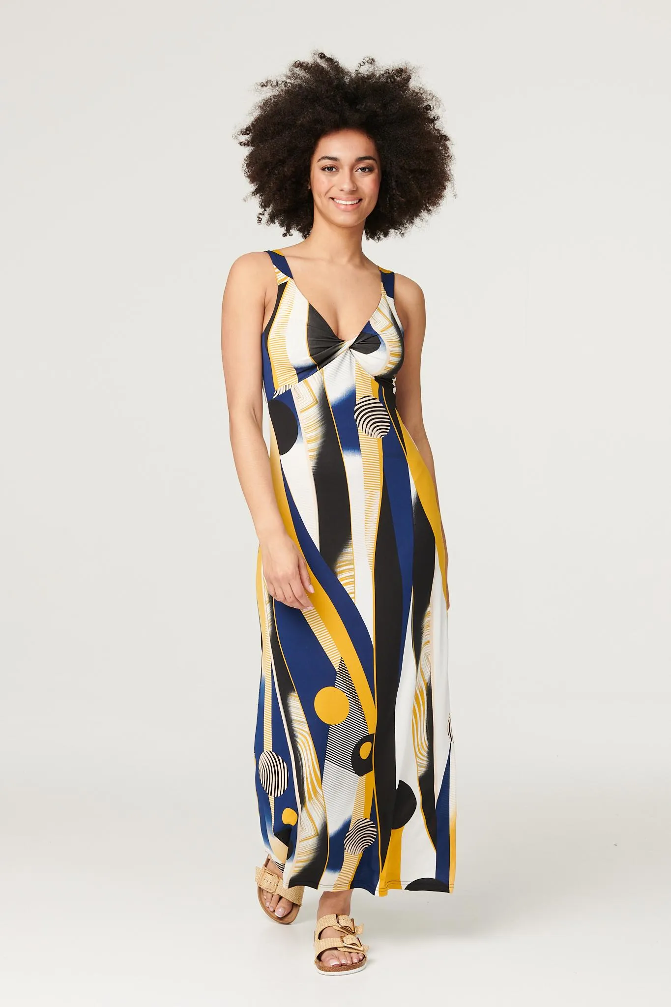 Printed Twist Detail Maxi Dress