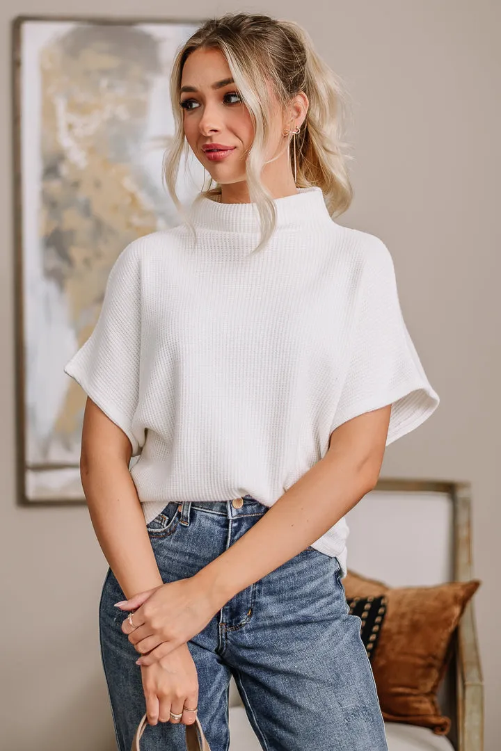 "Shirred" Joy Mock Neck Top | Ivory