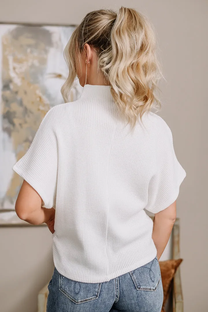 "Shirred" Joy Mock Neck Top | Ivory