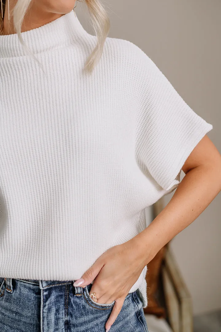 "Shirred" Joy Mock Neck Top | Ivory