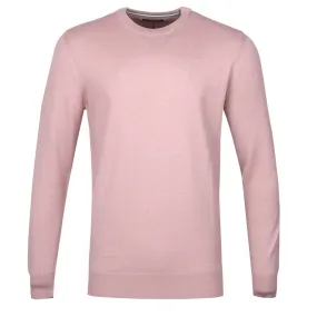 Remus Uomo Plain Crew Neck Knitwear in Pink