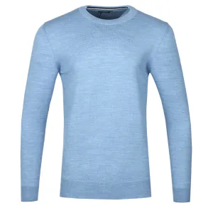 Remus Uomo Plain Crew Neck Knitwear in Sky Blue