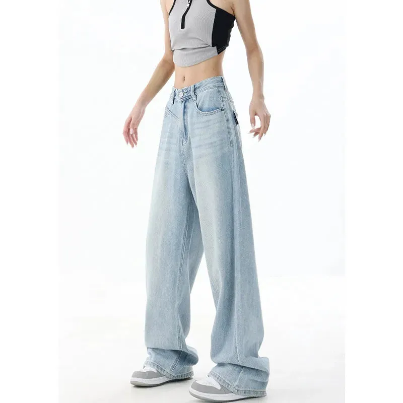 Retro Chic High Waist Wide Leg Denim Pants