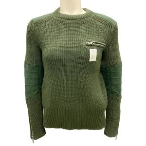 Sacai Olive Green Zipper Detail Open Back Sweater