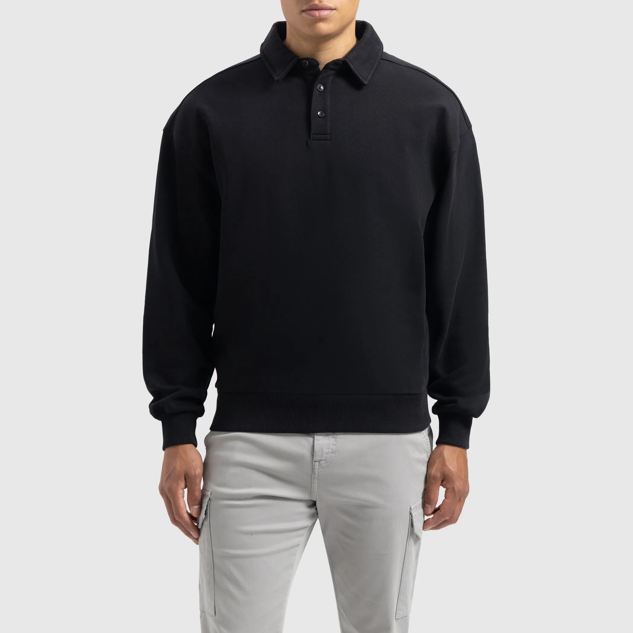 Sideline Wordmark Polo Sweater | Black