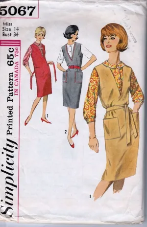 Simplicity 5067 Vintage 60's Sewing Pattern Ladies Mad Men Jumper Dress Blouse