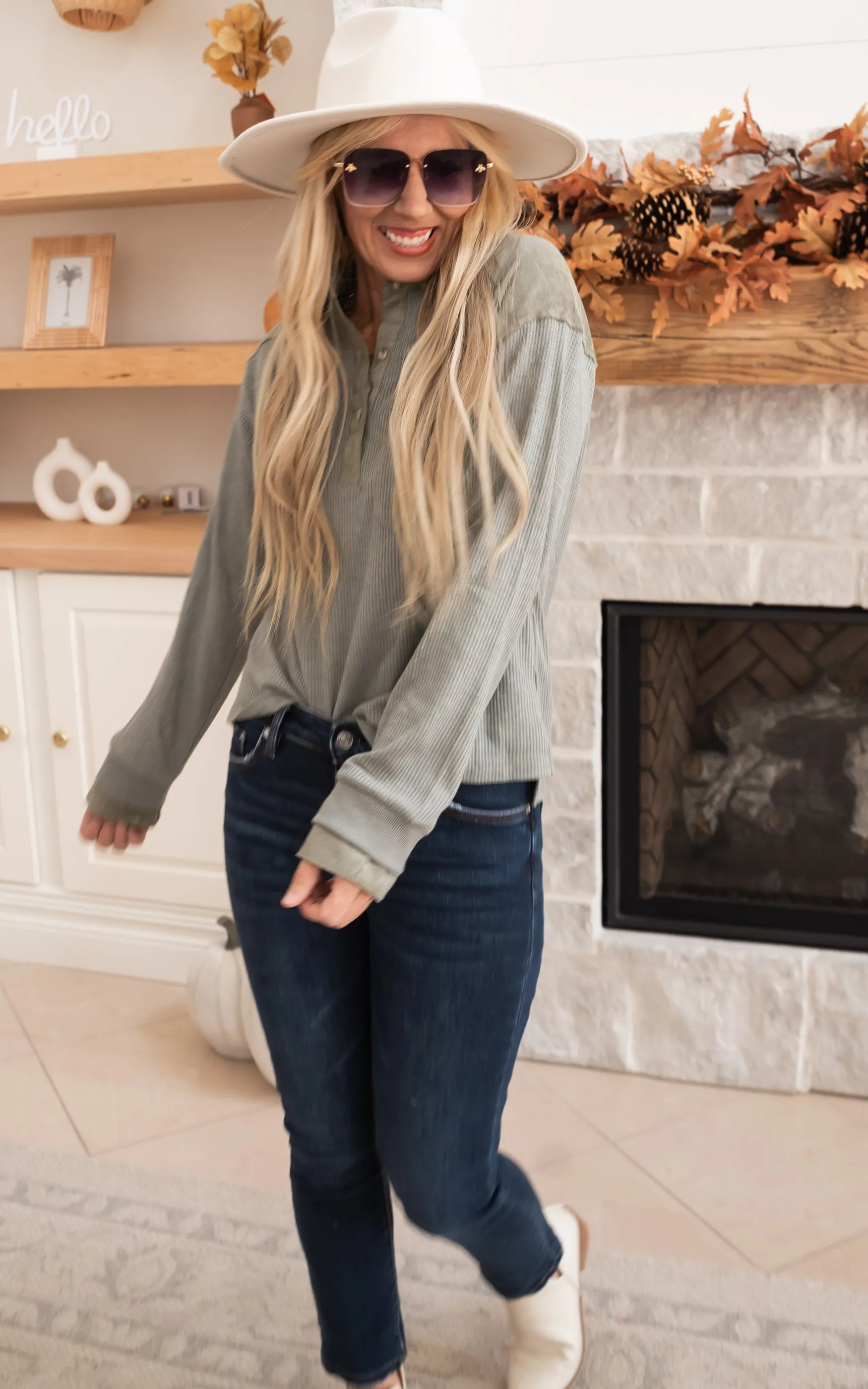 Soft Thermal Corduroy Long Sleeve Top - Final Sale