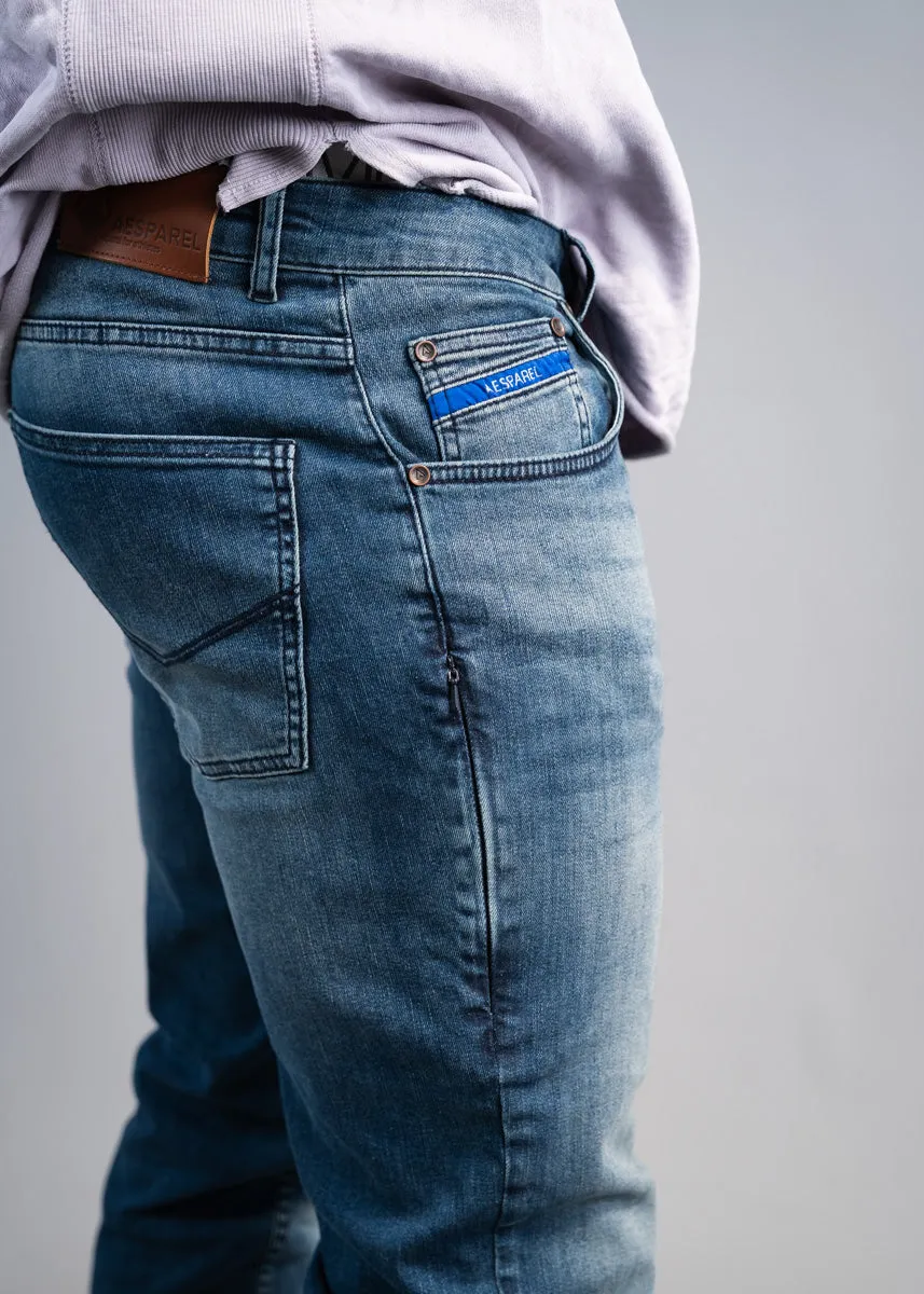 STRAIGHT FIT MEN'S JEANS - DARK BLUE X SMART POCKET