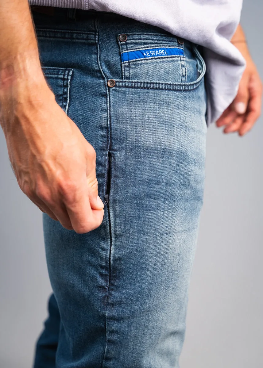 STRAIGHT FIT MEN'S JEANS - DARK BLUE X SMART POCKET