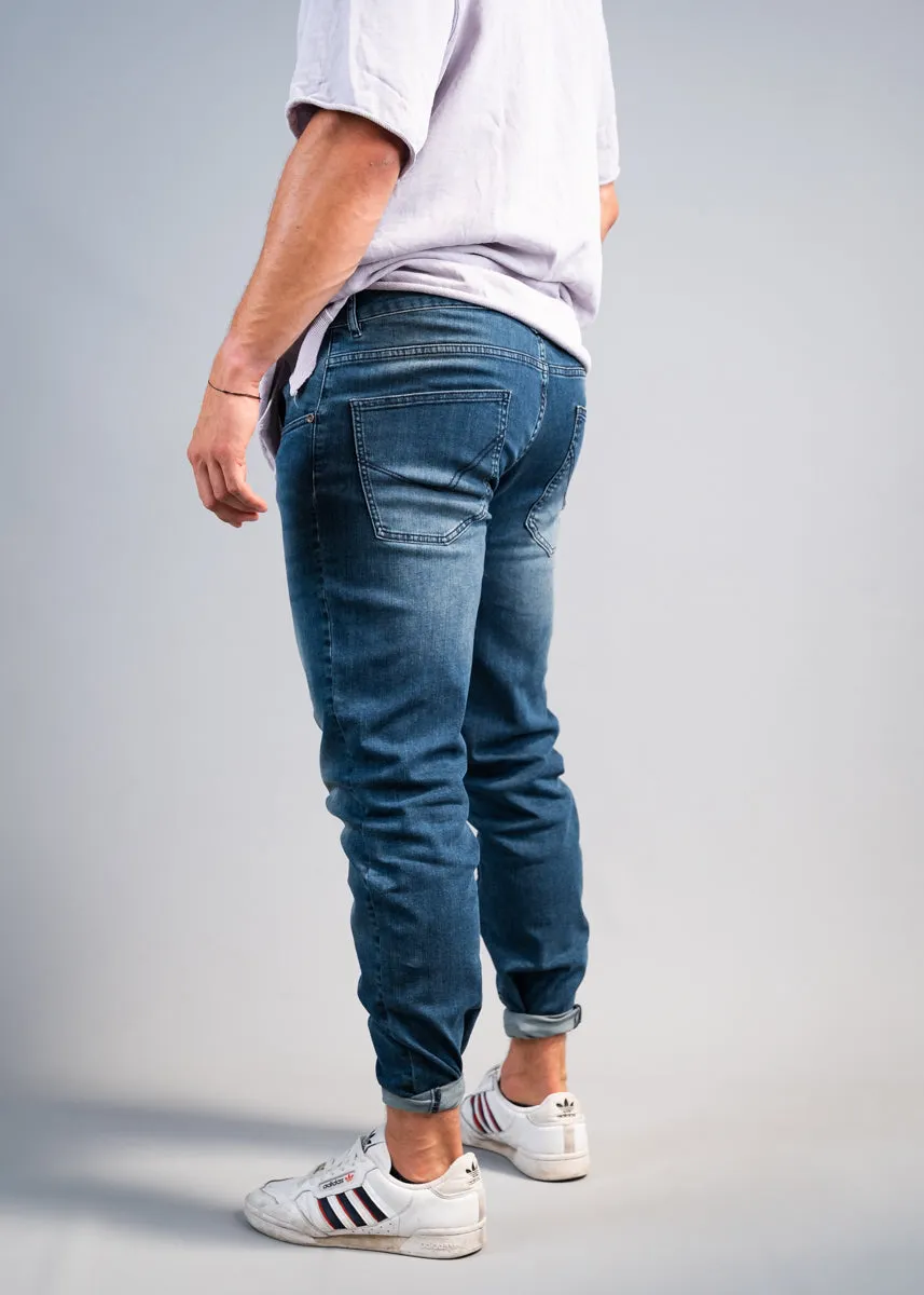 STRAIGHT FIT MEN'S JEANS - DARK BLUE X SMART POCKET