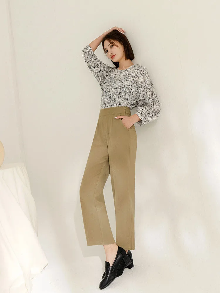 Straight Leg High Waist Chino Pants Trousers