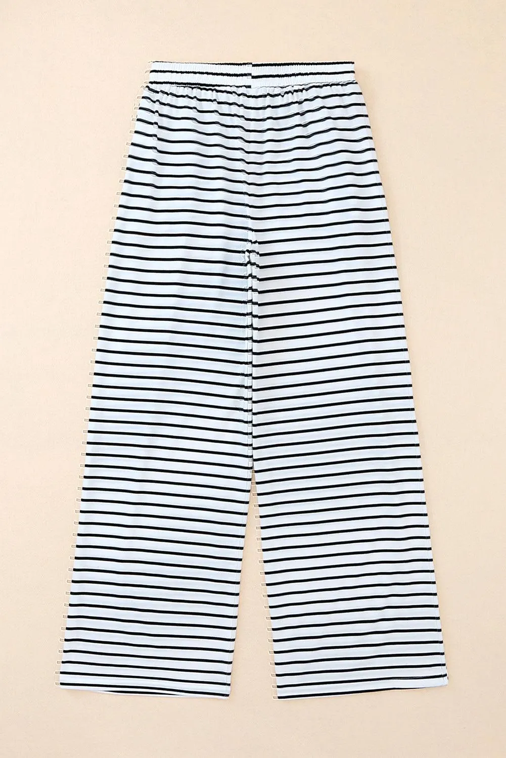 Striped Drawstring Waist Wide Leg Pants