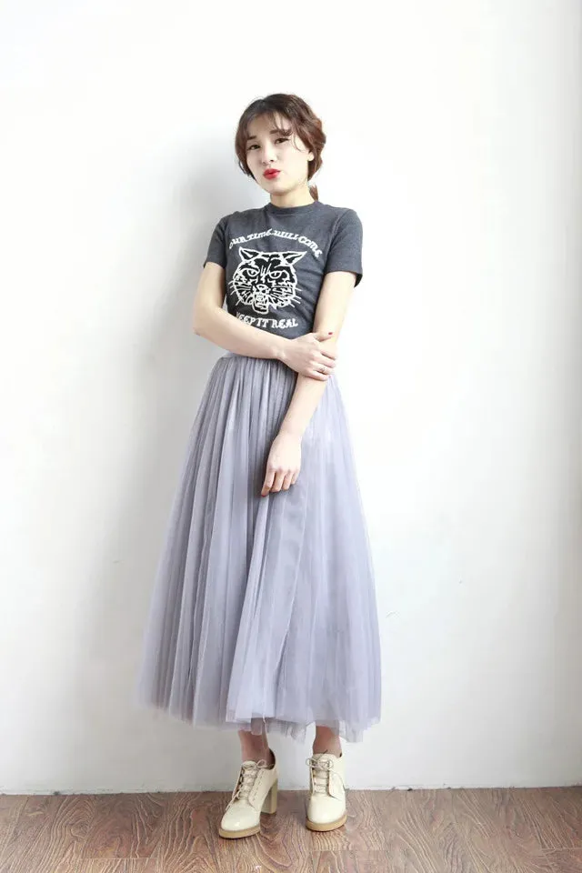 Summer 3 Layers Elastic High Waist Long Skirt