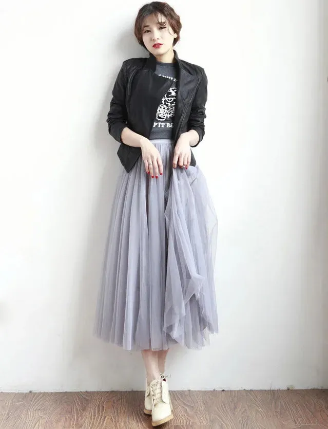 Summer 3 Layers Elastic High Waist Long Skirt