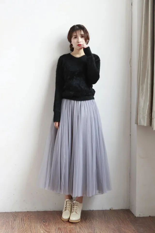 Summer 3 Layers Elastic High Waist Long Skirt