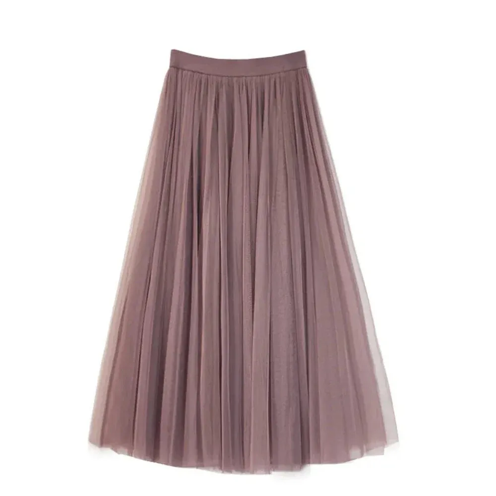 Summer 3 Layers Elastic High Waist Long Skirt