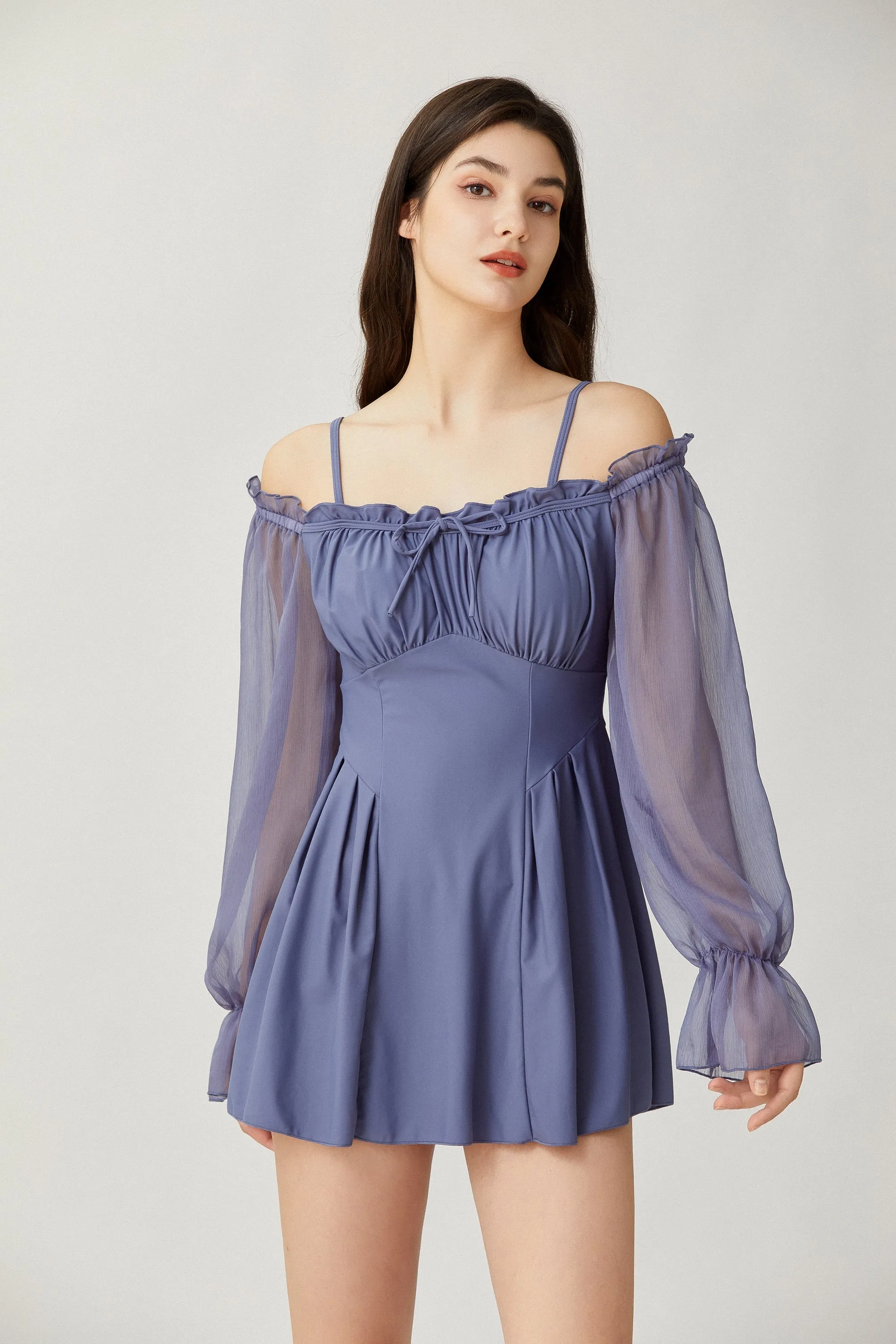 Sylphide | Paulette Blue Ruffled  One-Piece Swimsuit