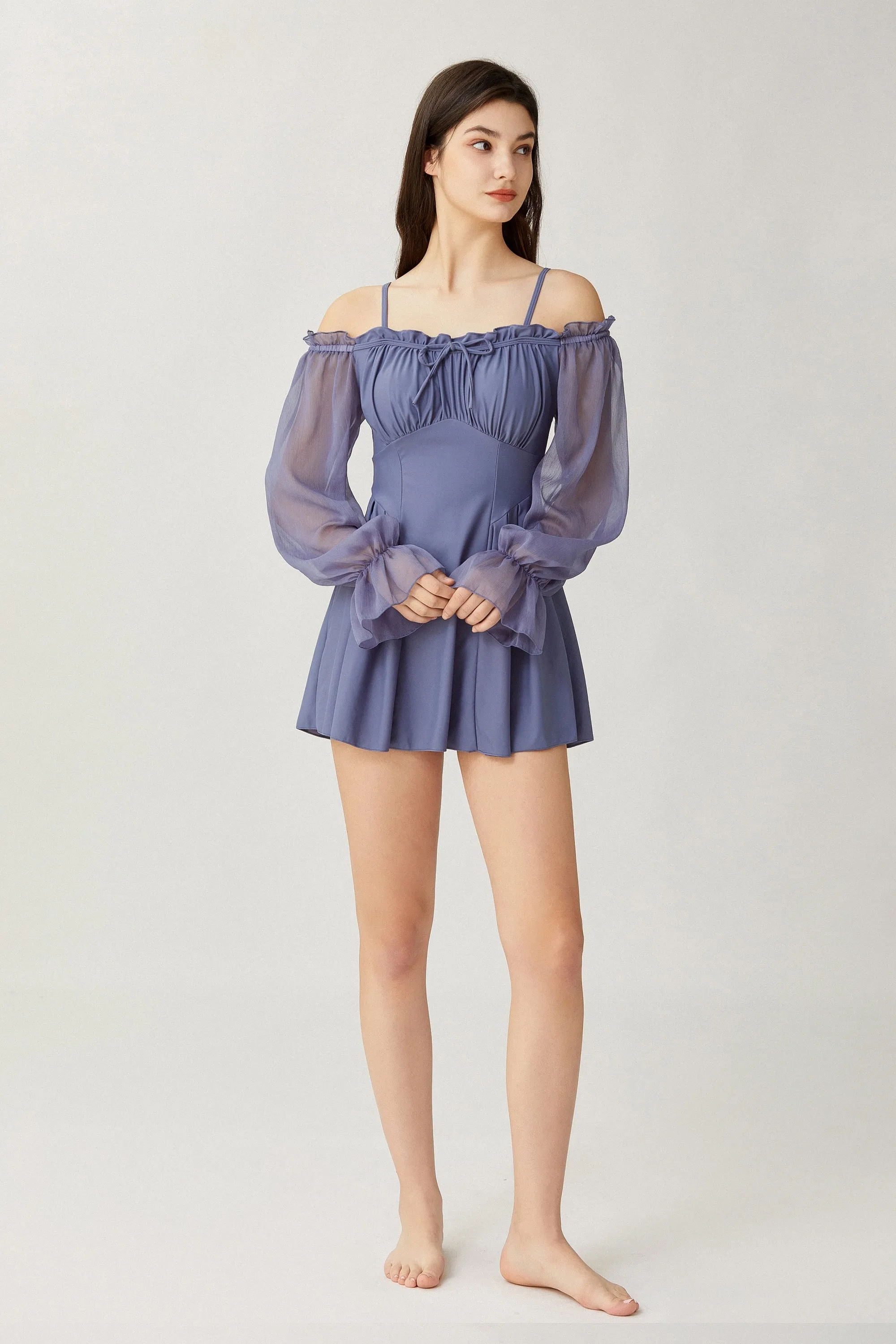 Sylphide | Paulette Blue Ruffled  One-Piece Swimsuit