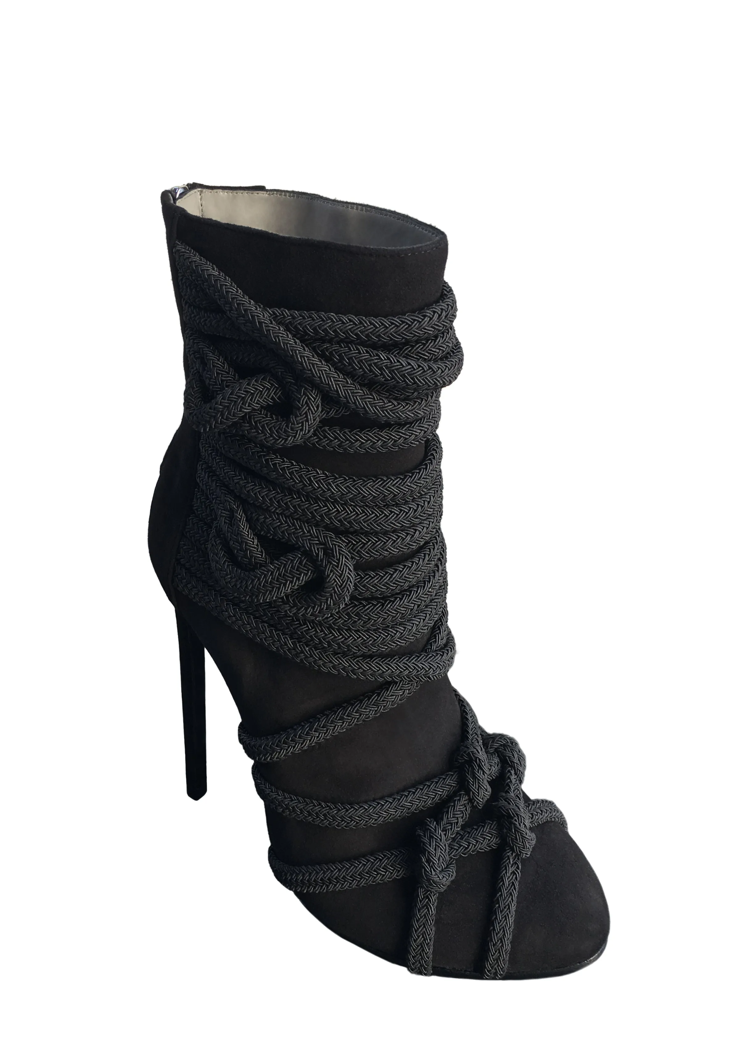 TALIA BLACK SUEDE & ROPE BOOTS