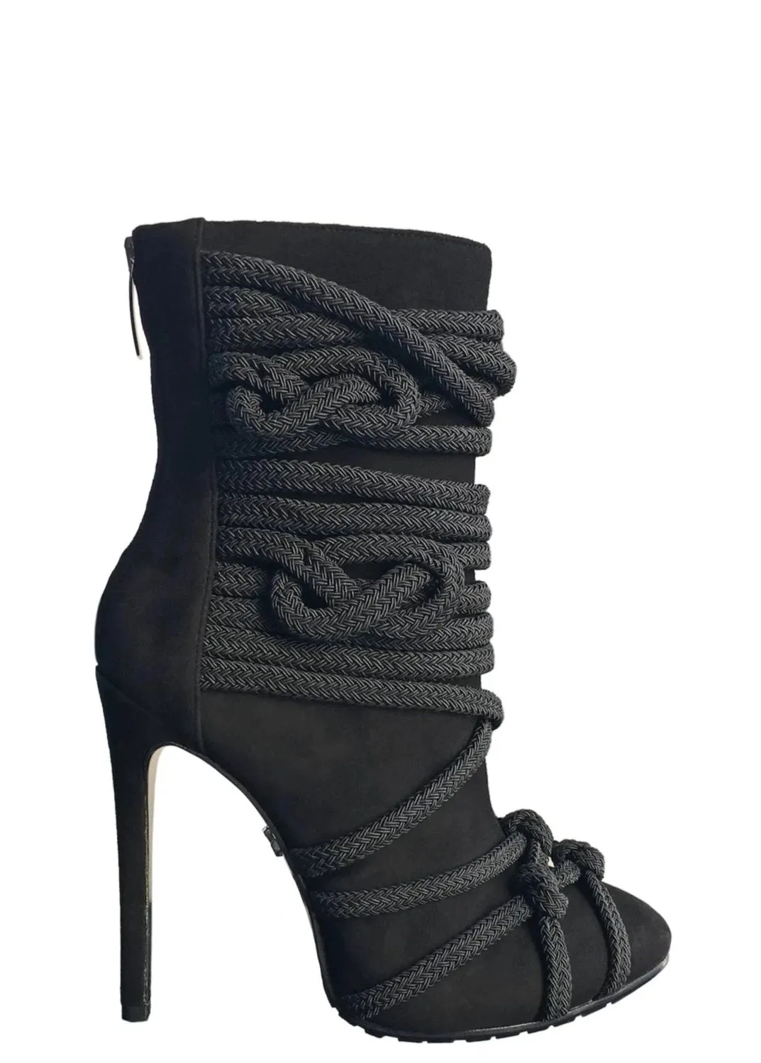 TALIA BLACK SUEDE & ROPE BOOTS