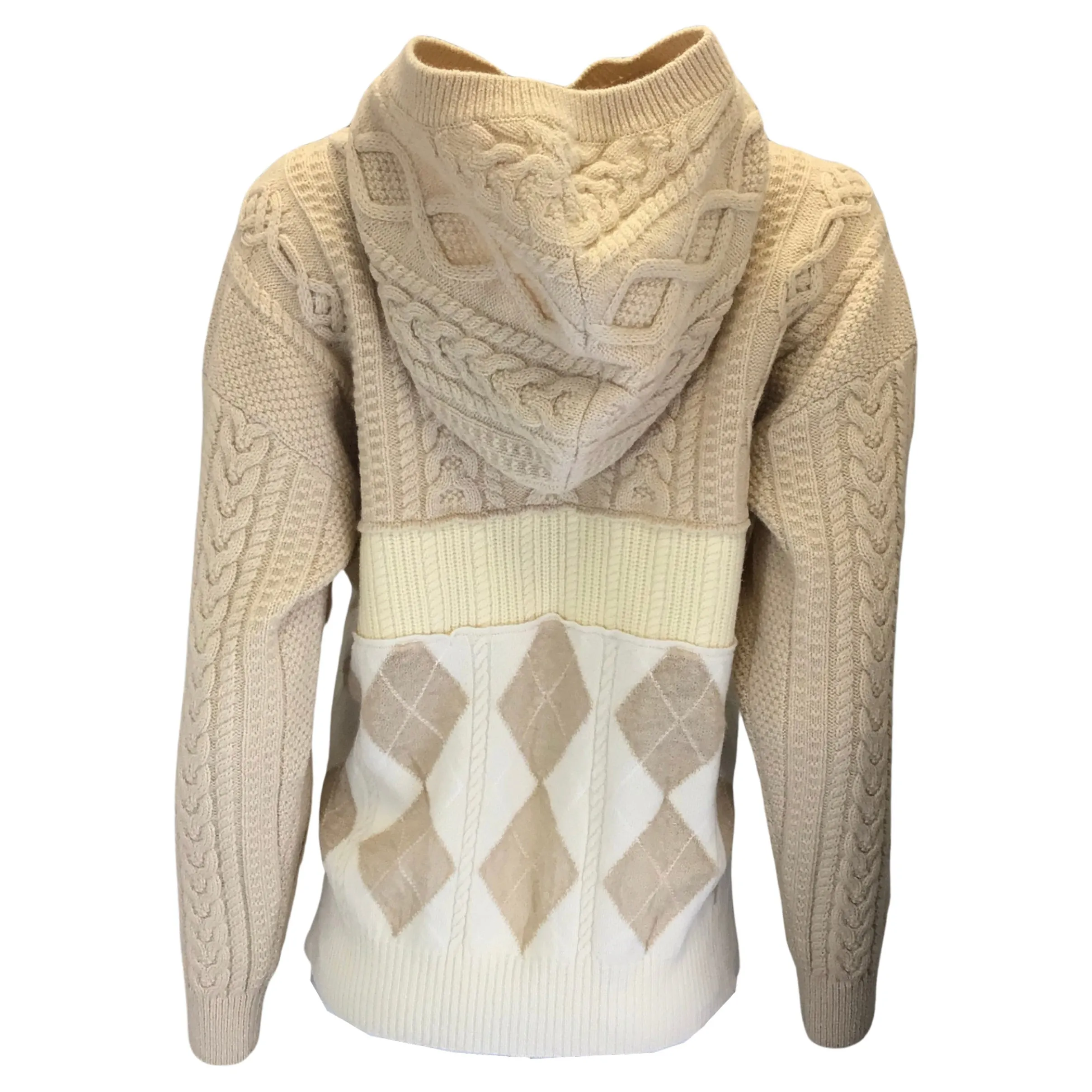 Tao by Comme des Garcons Beige Hooded Cable Knit Sweater