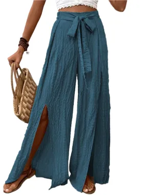 TEEK - Honey Tied Slit Wide Leg Pants