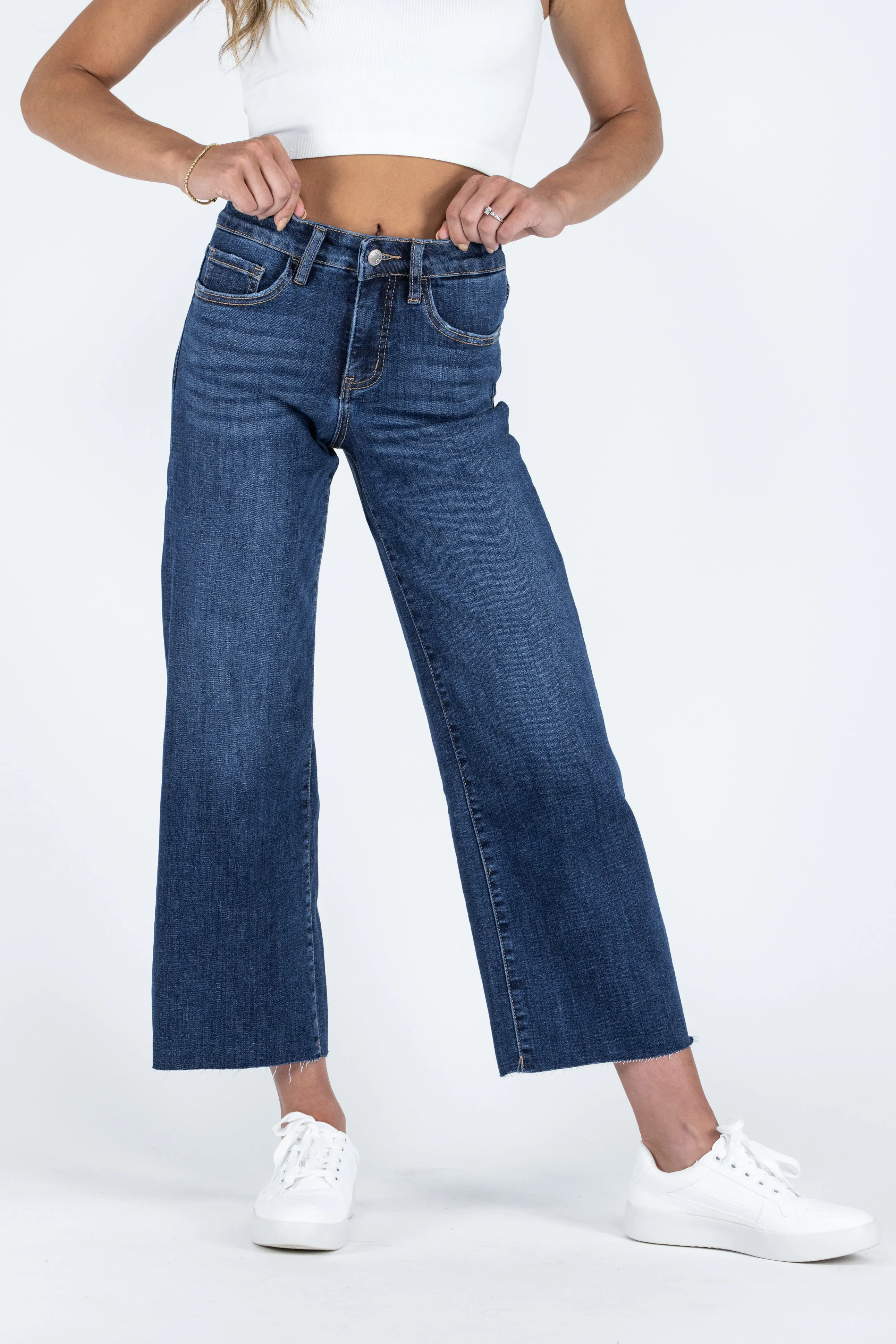 The Addison from Lovervet: Mid-Rise Tummy Control Wide Leg Denim