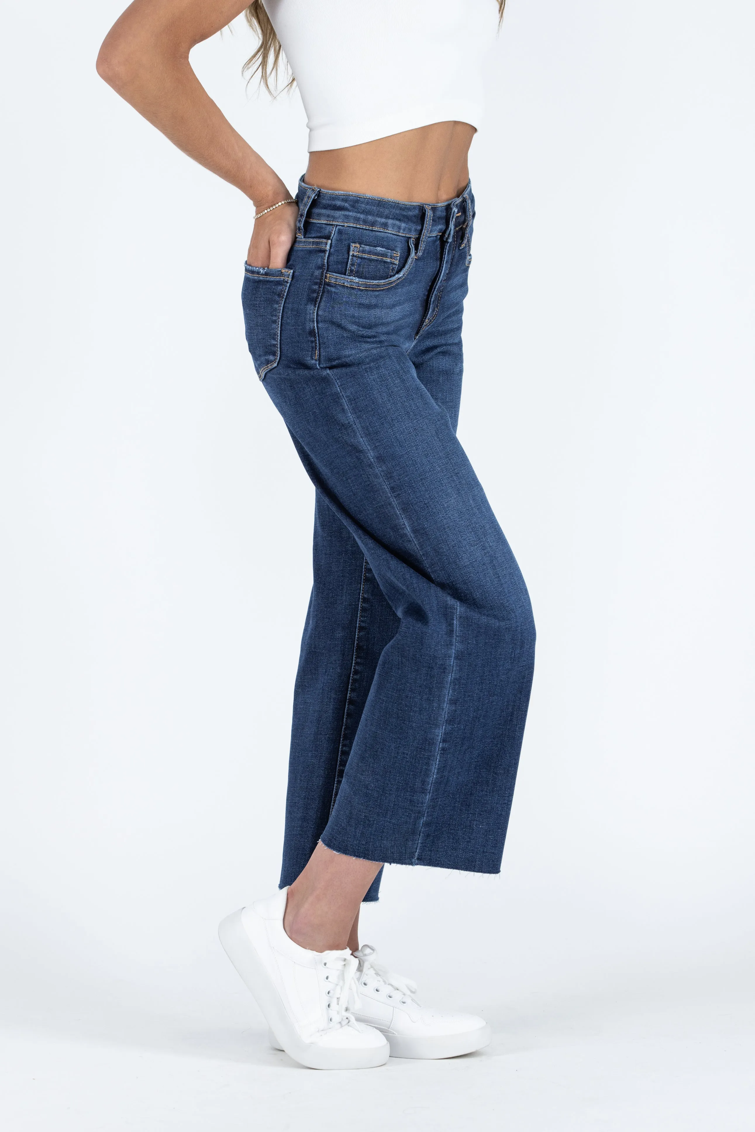 The Addison from Lovervet: Mid-Rise Tummy Control Wide Leg Denim