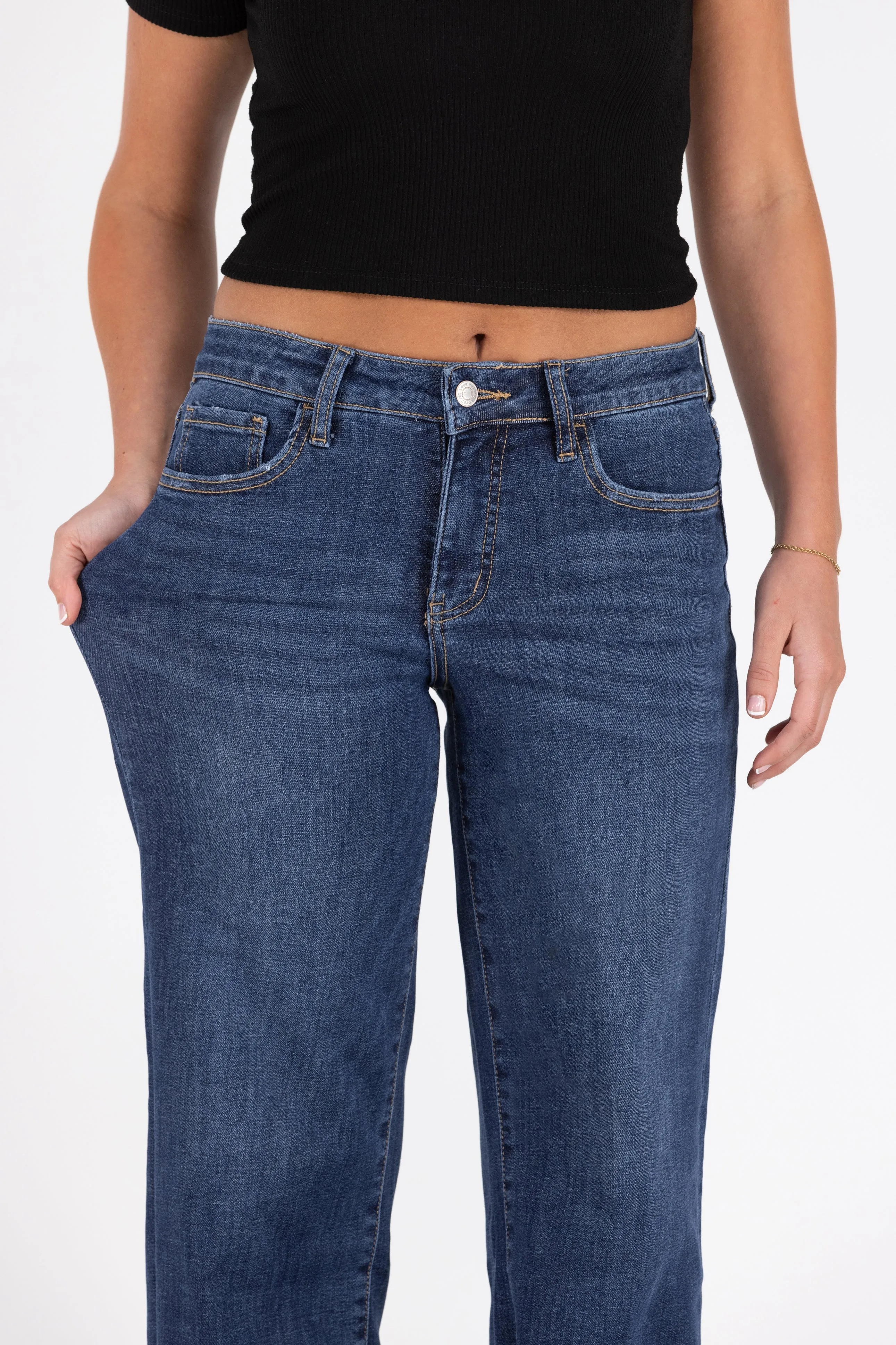 The Addison from Lovervet: Mid-Rise Tummy Control Wide Leg Denim