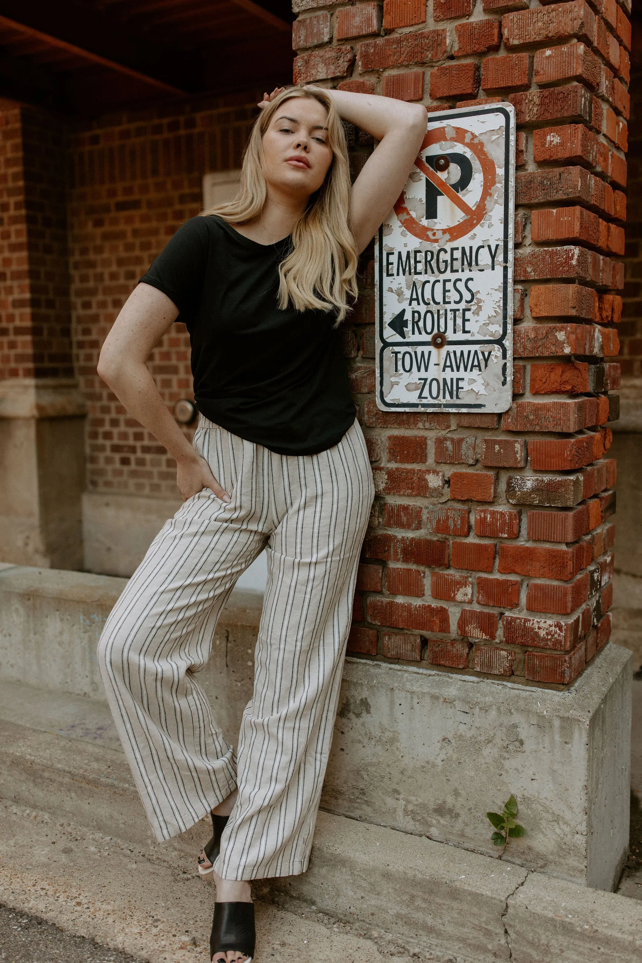 The Falakka Striped Pant - Cement Stripe - PLUS