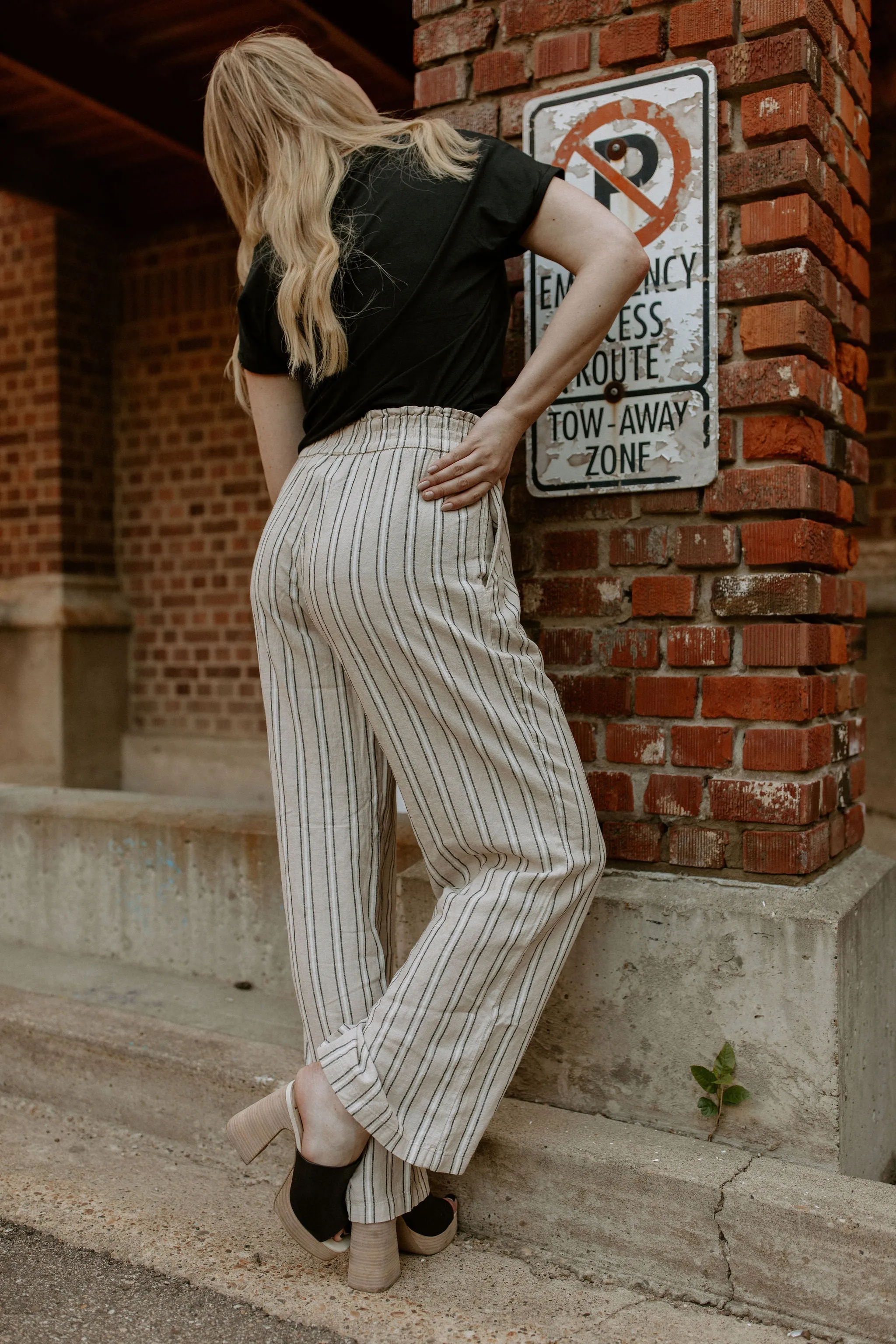 The Falakka Striped Pant - Cement Stripe