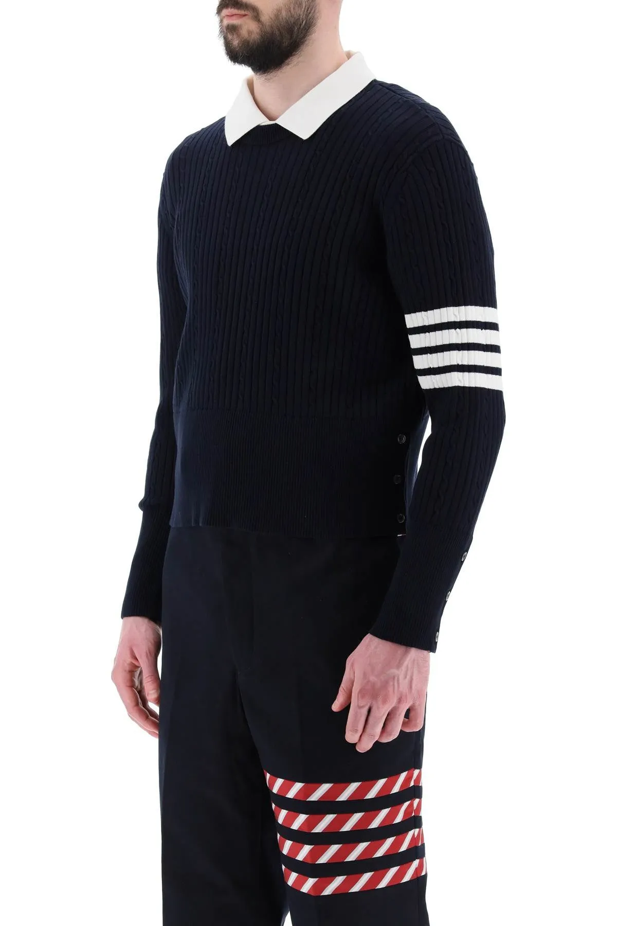 Thom browne crew-neck sweater with 4-bar motif